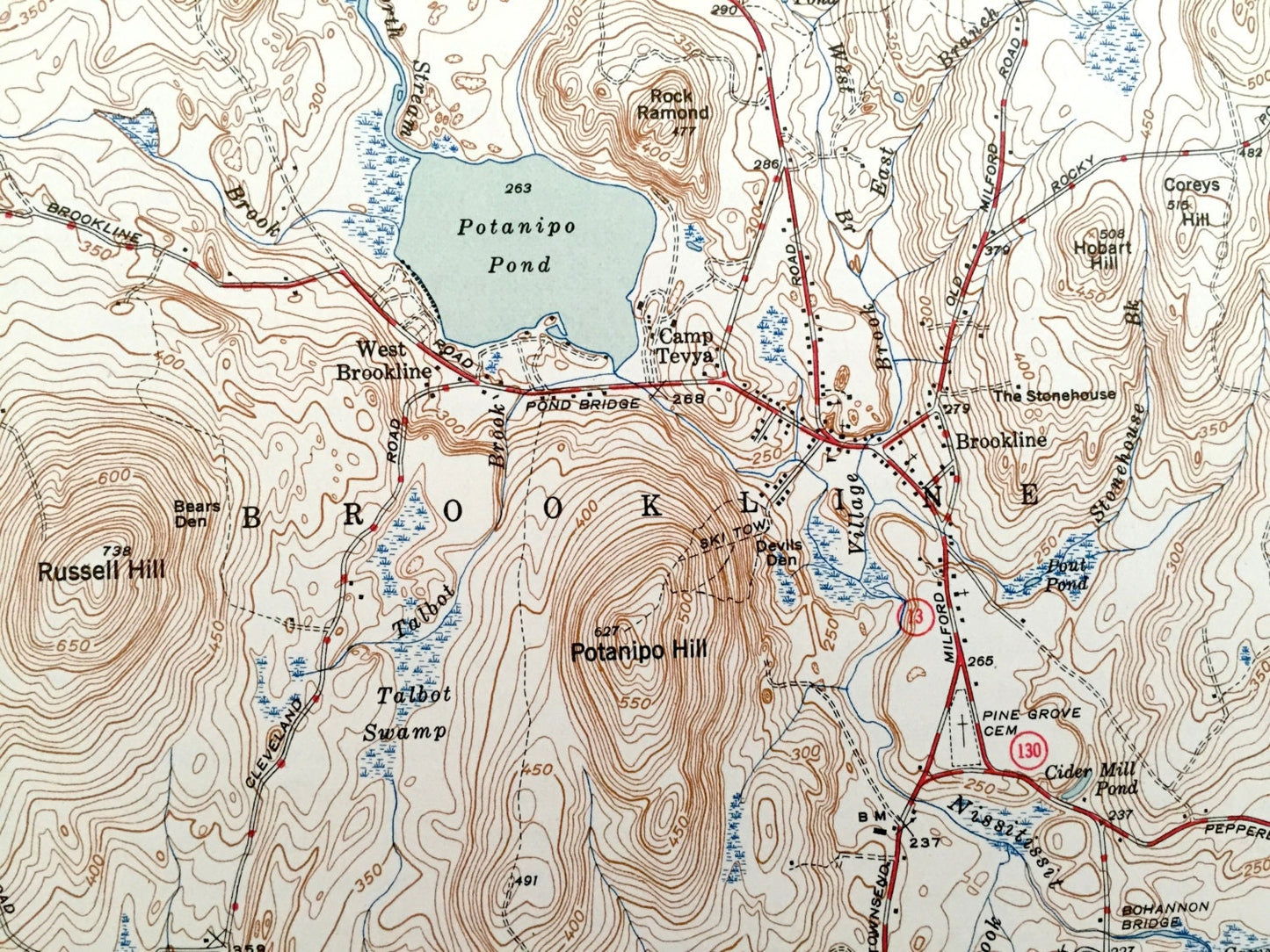 Antique Townsend, Massachusetts 1944 US Geological Survey Topographic Map – Shirley, Pepperell, Groton & Mason, Brookline, New Hampshire, MA