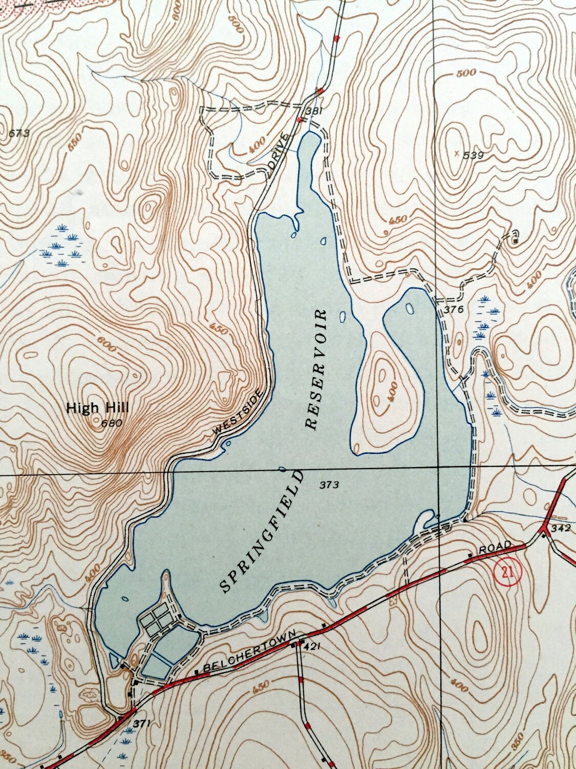 Antique Ludlow, Massachusetts 1944 US Geological Survey Topographic Map – Hampden, Hampshire County, Granby, Belchertown, Palmer, Monson, MA