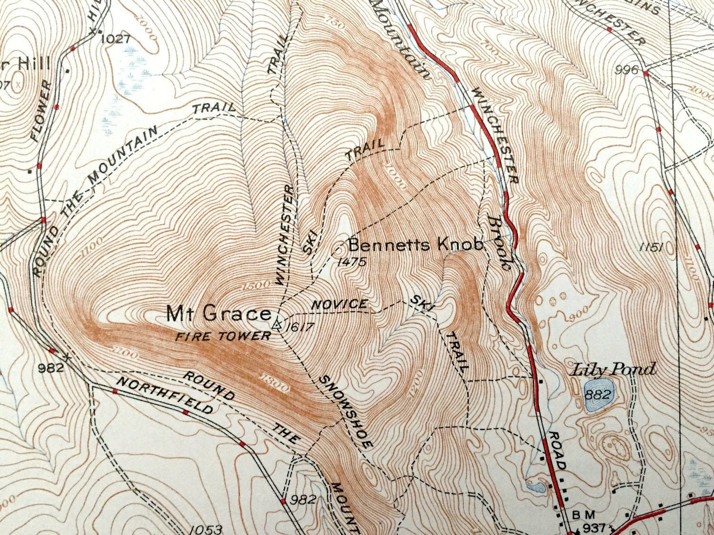 Antique Mt Grace, Massachusetts 1946 US Geological Survey Topographic Map – Orange, Warwick Royalton Winchester Richmond New Hampshire MA NH