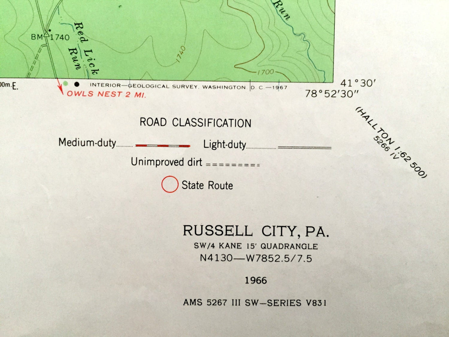 Antique Russell City, Pennsylvania 1966 US Geological Survey Topographic Map – Howe, Highland, Jenks, Brookston, Allegheny Forest, Sackett