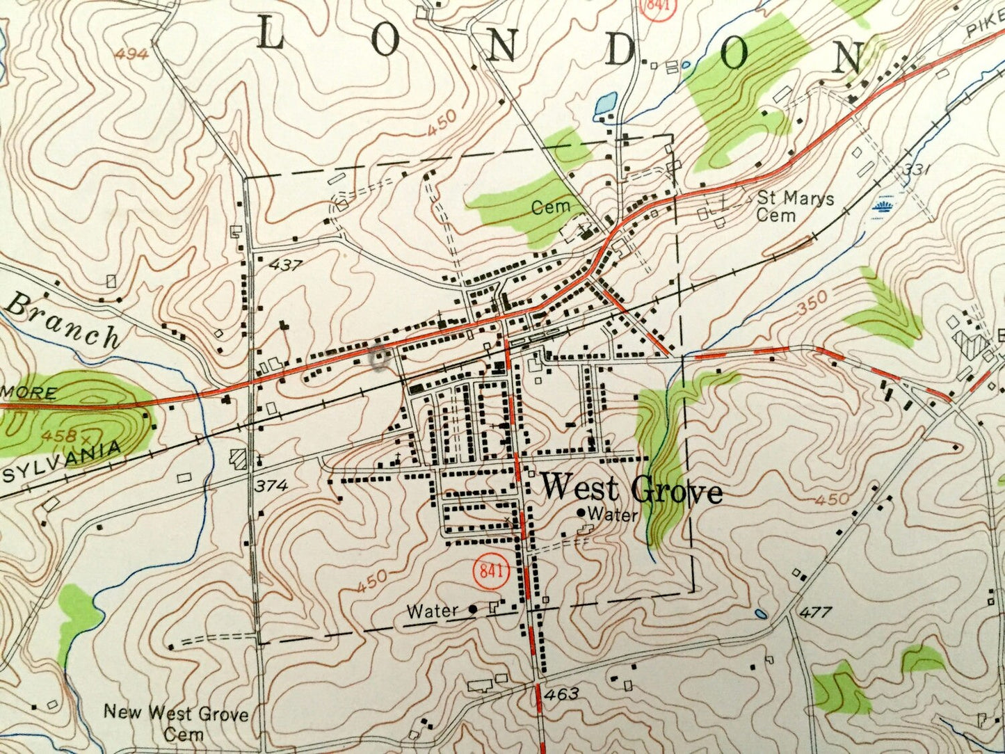 Antique West Grove, Pennsylvania 1953 US Geological Survey Topographic Map – Londonderry, London Grove, Franklin, Britain, Avondale, PA