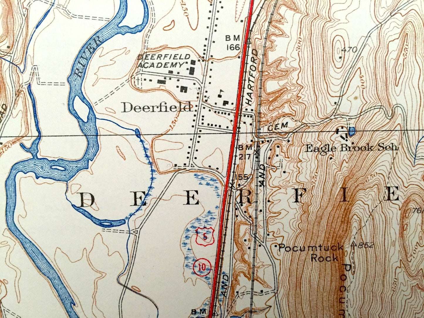 Antique Greenfield, Massachusetts 1941 US Geological Survey Topographic Map – Montague, Turners Falls, Deerfield, Sunderland Gill Wapping MA