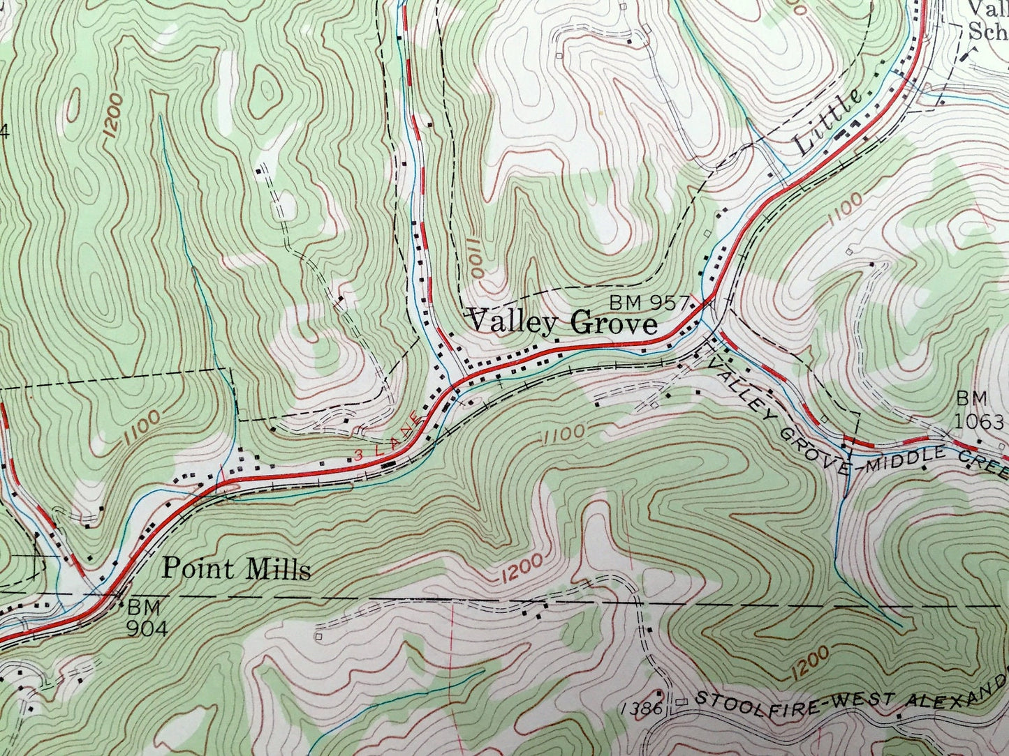 Antique Valley Grove, West Virginia & Donegal, Pennsylvania 1959 US Geological Survey Topographic Map – Liberty, Triadelphia, West Finley WV