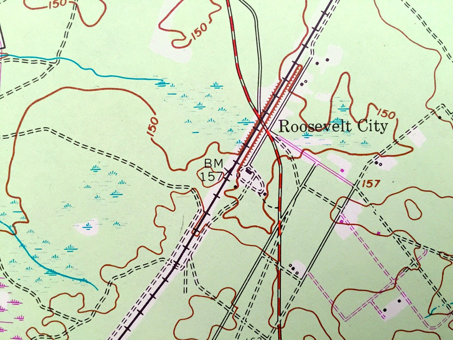 Antique Whiting, New Jersey 1957 US Geological Survey Topographic Map – Plumstead, Pemberton, Woodland, Fort Dix, Manchester, Wheatland, NJ