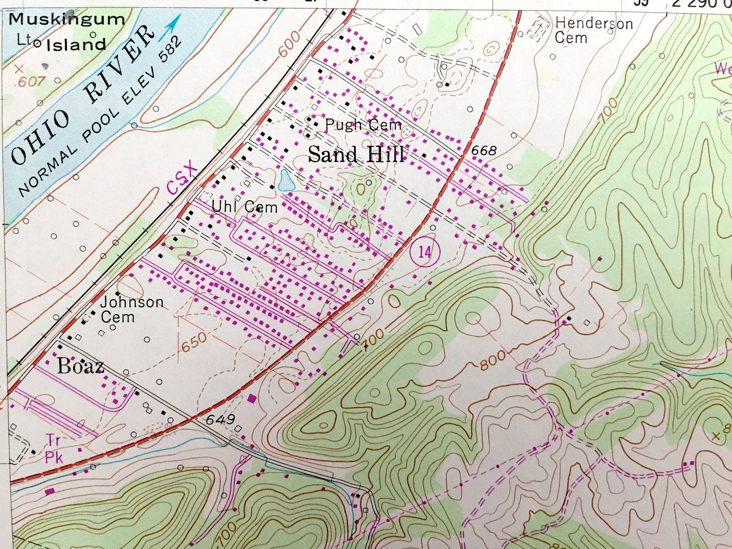 Antique Valley Mills, West Virginia & Marietta, Ohio 1957 US Geological Survey Topographic Map – Union, Williams, Parksersburg, Doyle, Ogden