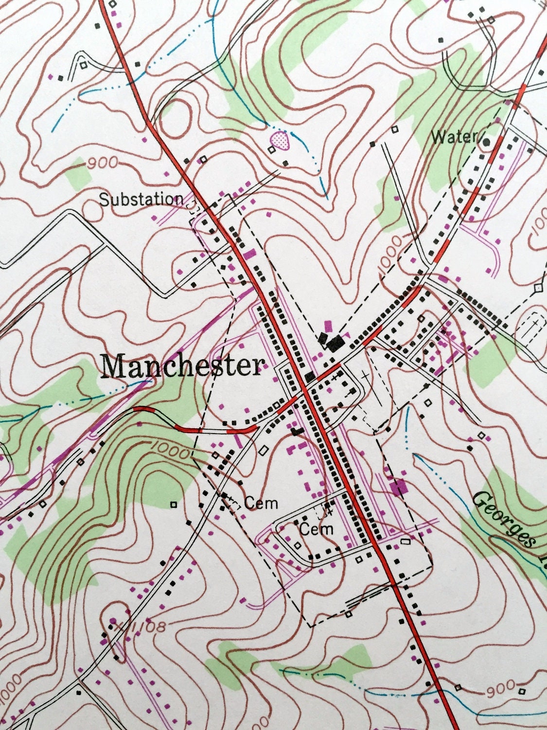 Antique Manchester, Maryland & West Manheim, Pennsylvania 1953 US Geological Survey Topographic Map – Bachman Mills, Melrose, Bandanna