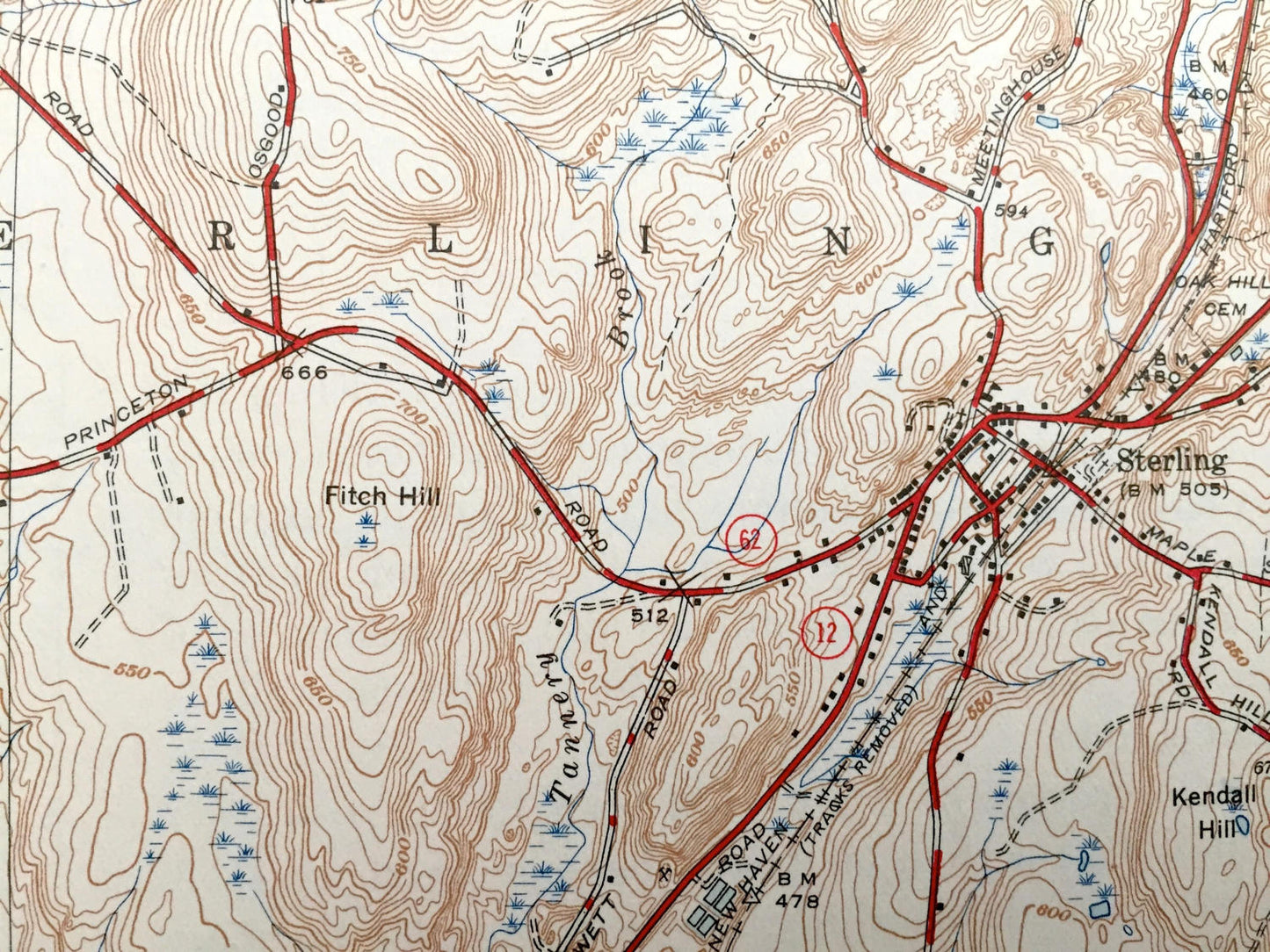 Antique Sterling, Massachusetts 1946 US Geological Survey Topographic Map – Worcester County, Princeton, Leominster, West Boylston Holden MA