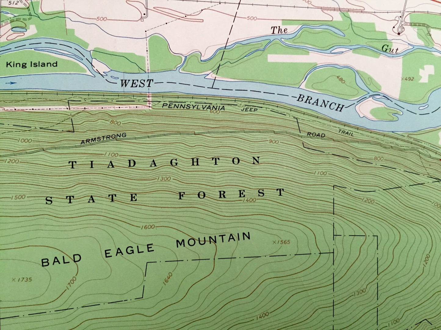 Antique Muncy, Pennsylvania 1965 US Geological Survey Topographic Map – Fairfield, Muncy Creek, Lewis, Delaware, Clinton, Montgomery