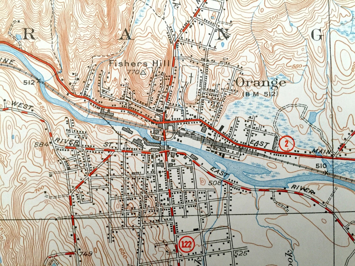 Antique Orange, Massachusetts 1941 US Geological Survey Topographic Map – New Salem, Athol, Erving, Warwick, Wendell, Petersham