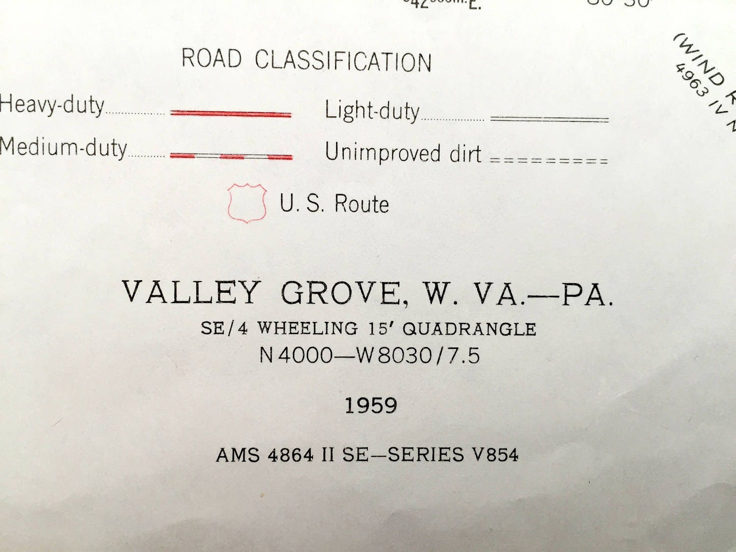 Antique Valley Grove, West Virginia & Donegal, Pennsylvania 1959 US Geological Survey Topographic Map – Liberty, Triadelphia, West Finley WV