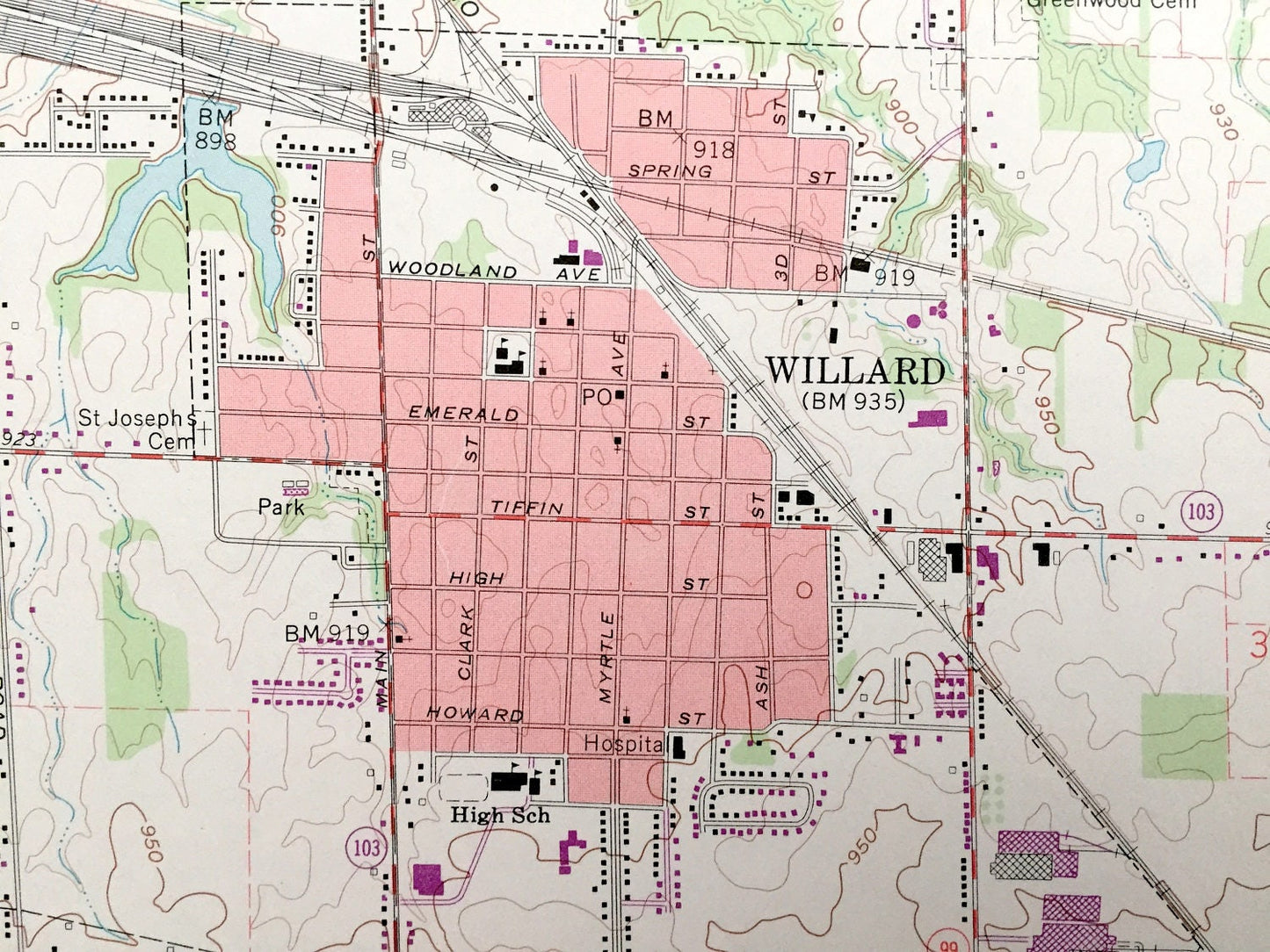 Antique Willard, Ohio 1960 US Geological Survey Topographic Map – Greenfield, New Haven, Garfield, Norwich, Celeryville, Plymouth Steuben OH