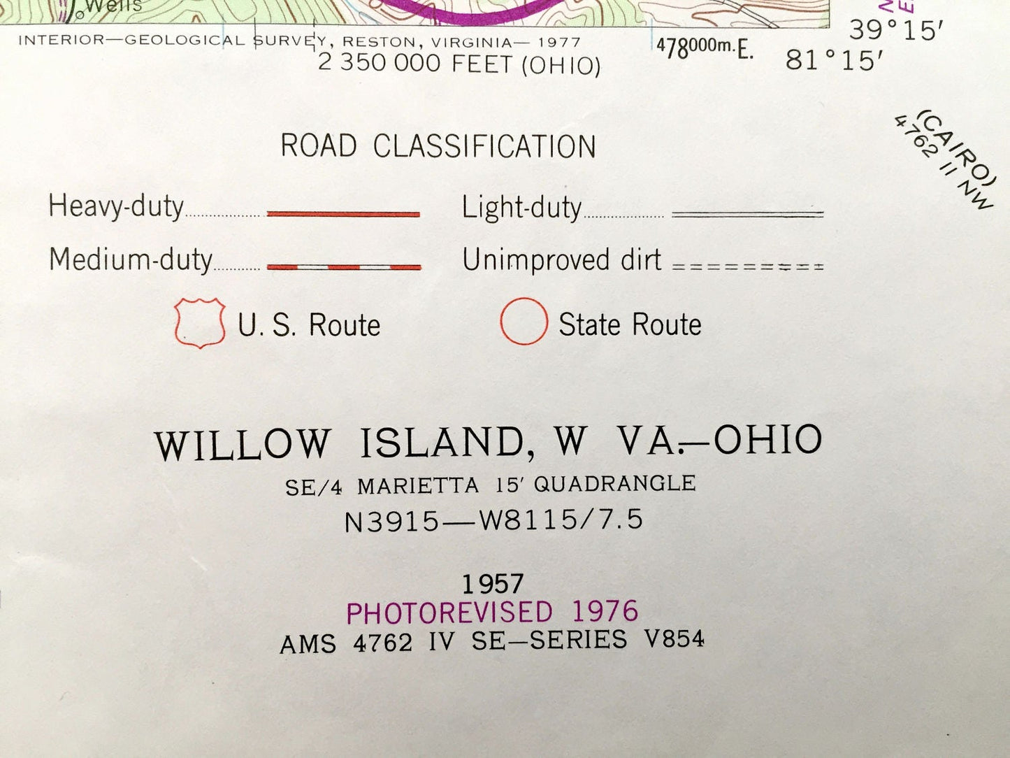 Antique Willow Island, West Virginia & Newport, Ohio 1957 US Geological Survey Topographic Map – Jefferson, Walker, Union, Grant, Marietta