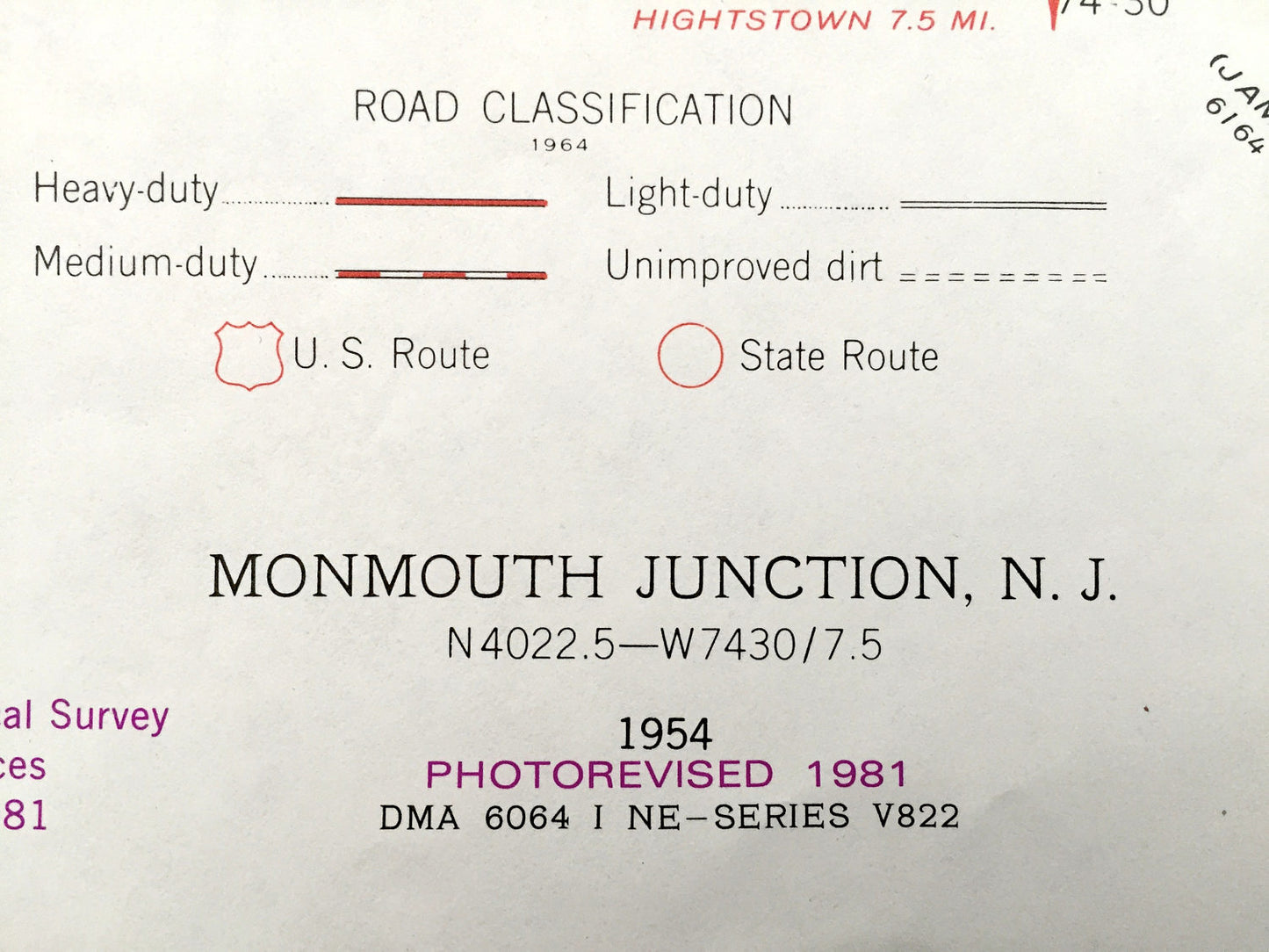 Antique Monmouth Junction, New Jersey 1954 US Geological Survey Topographic Map – Hillsborough, Blackwells Mills, Brunswick, Middlebush, NJ