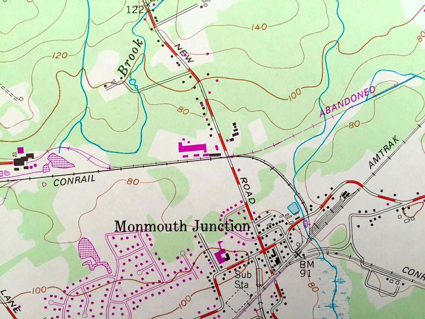 Antique Monmouth Junction, New Jersey 1954 US Geological Survey Topographic Map – Hillsborough, Blackwells Mills, Brunswick, Middlebush, NJ