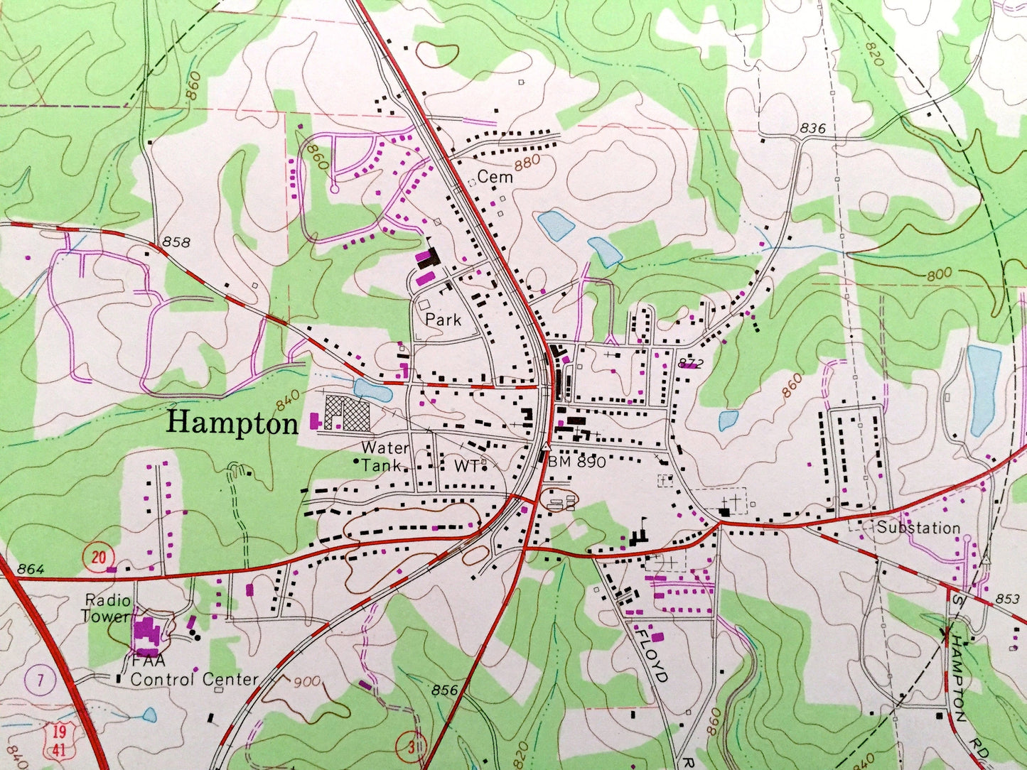 Antique Hampton, Georgia 1965 US Geological Survey Topographic Map – Lovejoy, Hastings, Atlanta Motor Speedway, Clayton, Henry County, GA