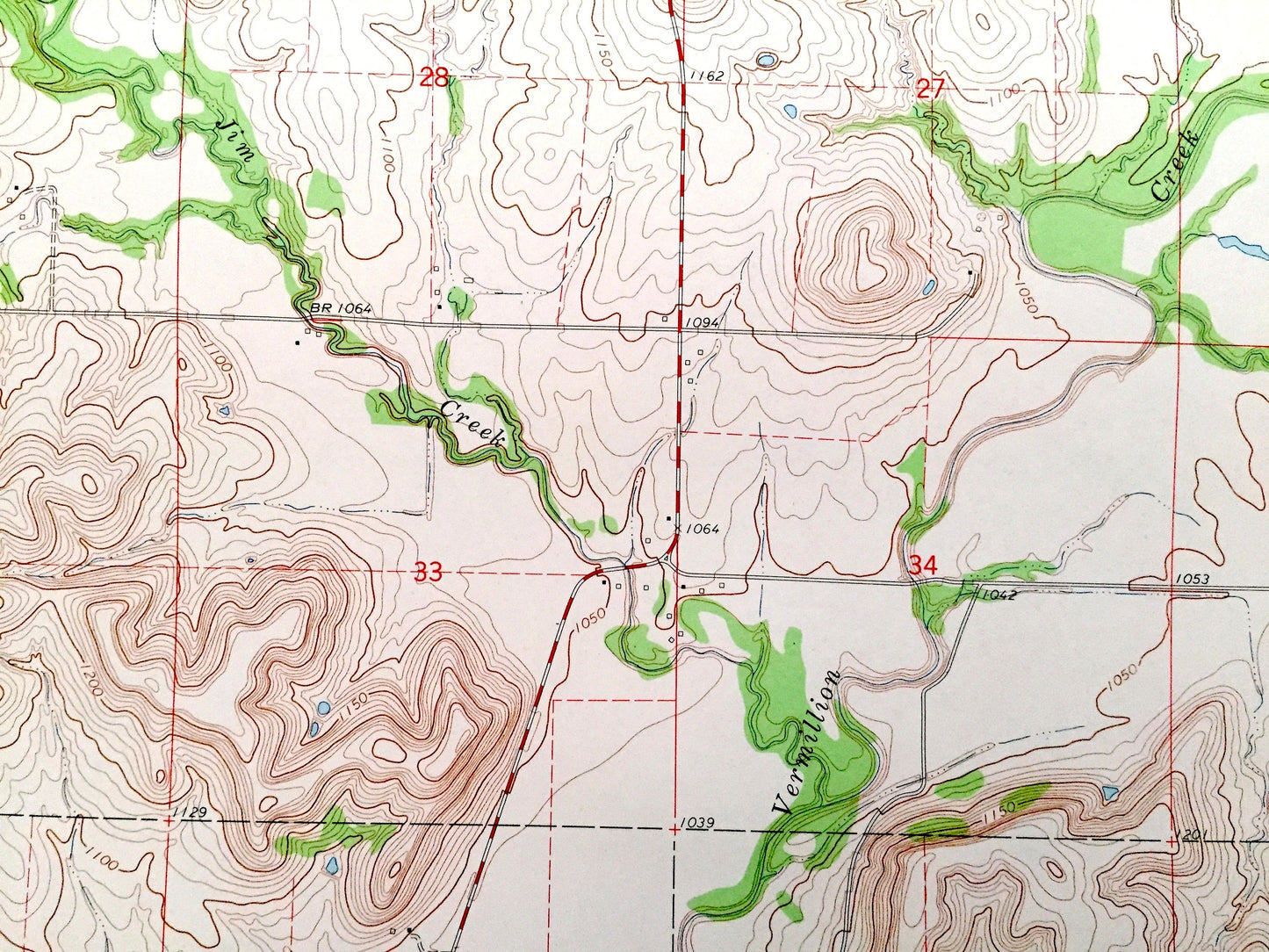 Antique Onaga, Kansas 1964 US Geological Survey Topographic Map – Lone Tree, Mill Creek, Grant, Sherman, Vienna, Lincoln, Center, St. Clere