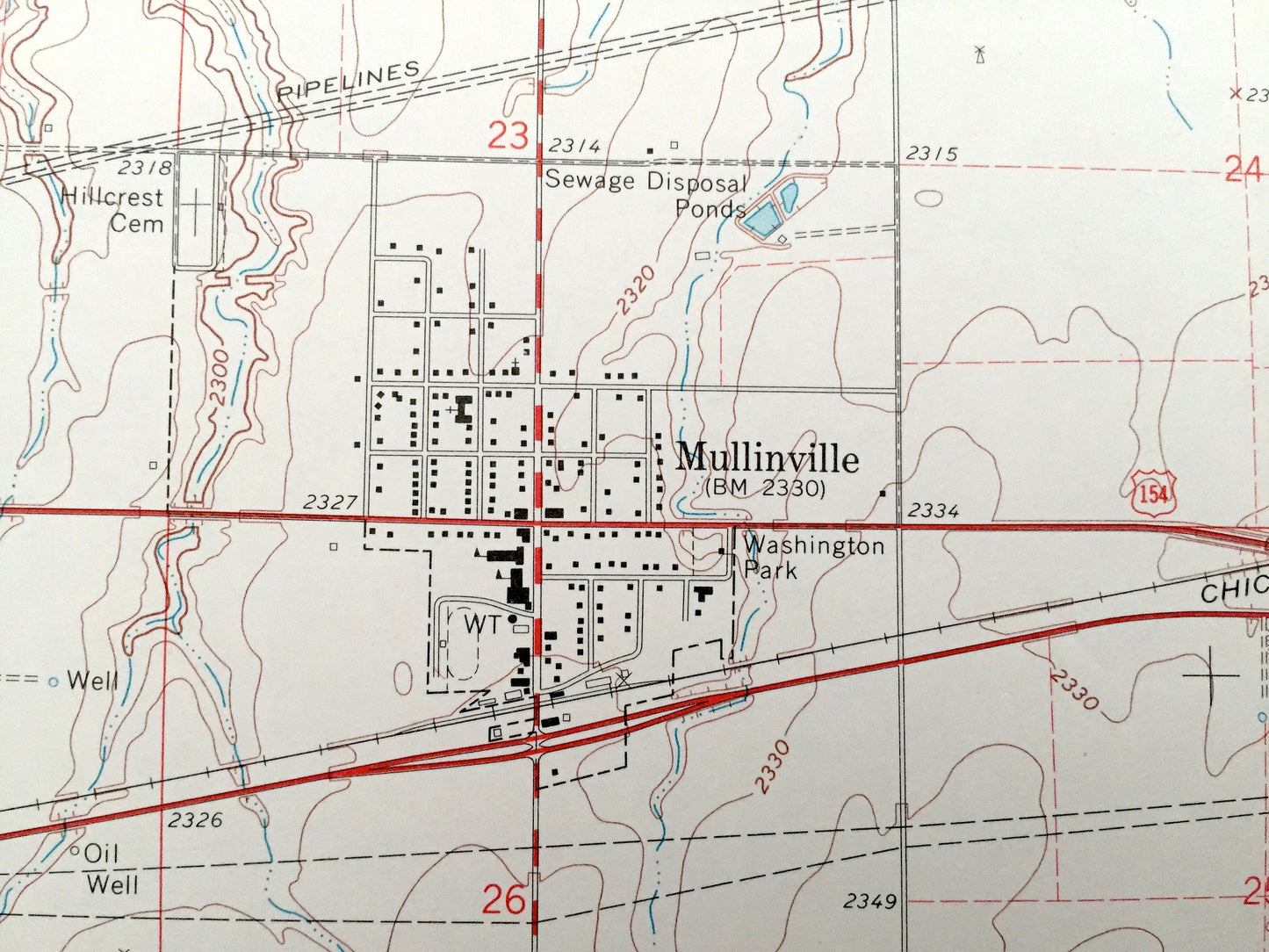 Antique Mullinville, Kansas 1969 US Geological Survey Topographic Map – Martin, Garfield, Westland, Highland, Joy, Kiowa County, Cossell