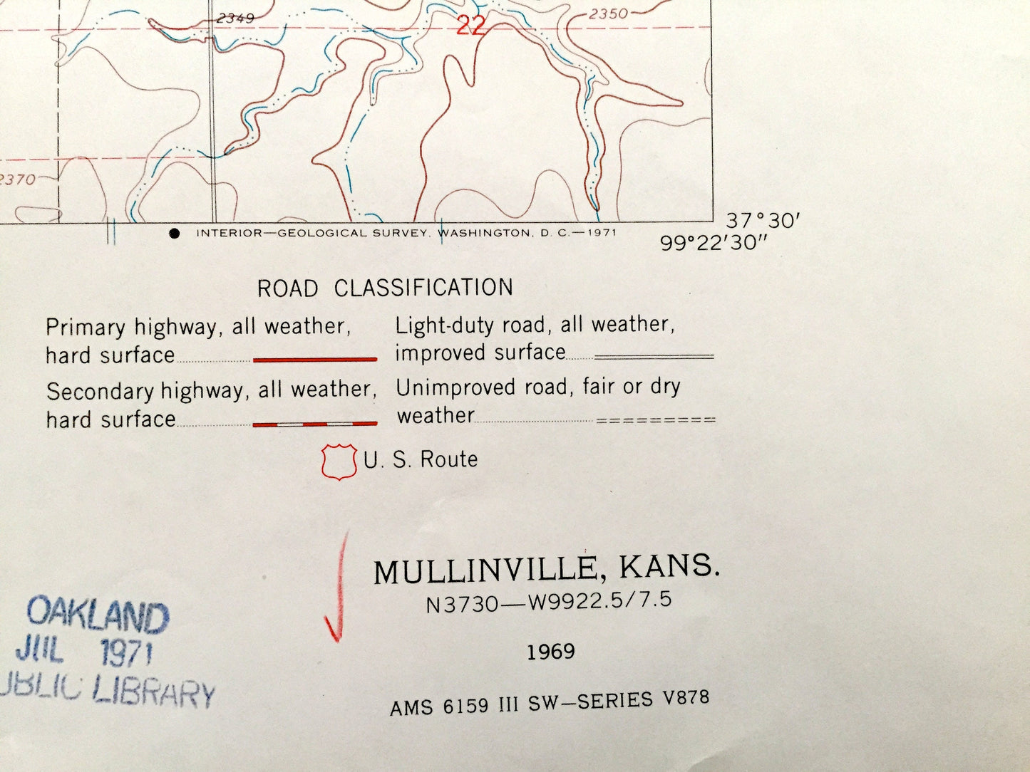 Antique Mullinville, Kansas 1969 US Geological Survey Topographic Map – Martin, Garfield, Westland, Highland, Joy, Kiowa County, Cossell