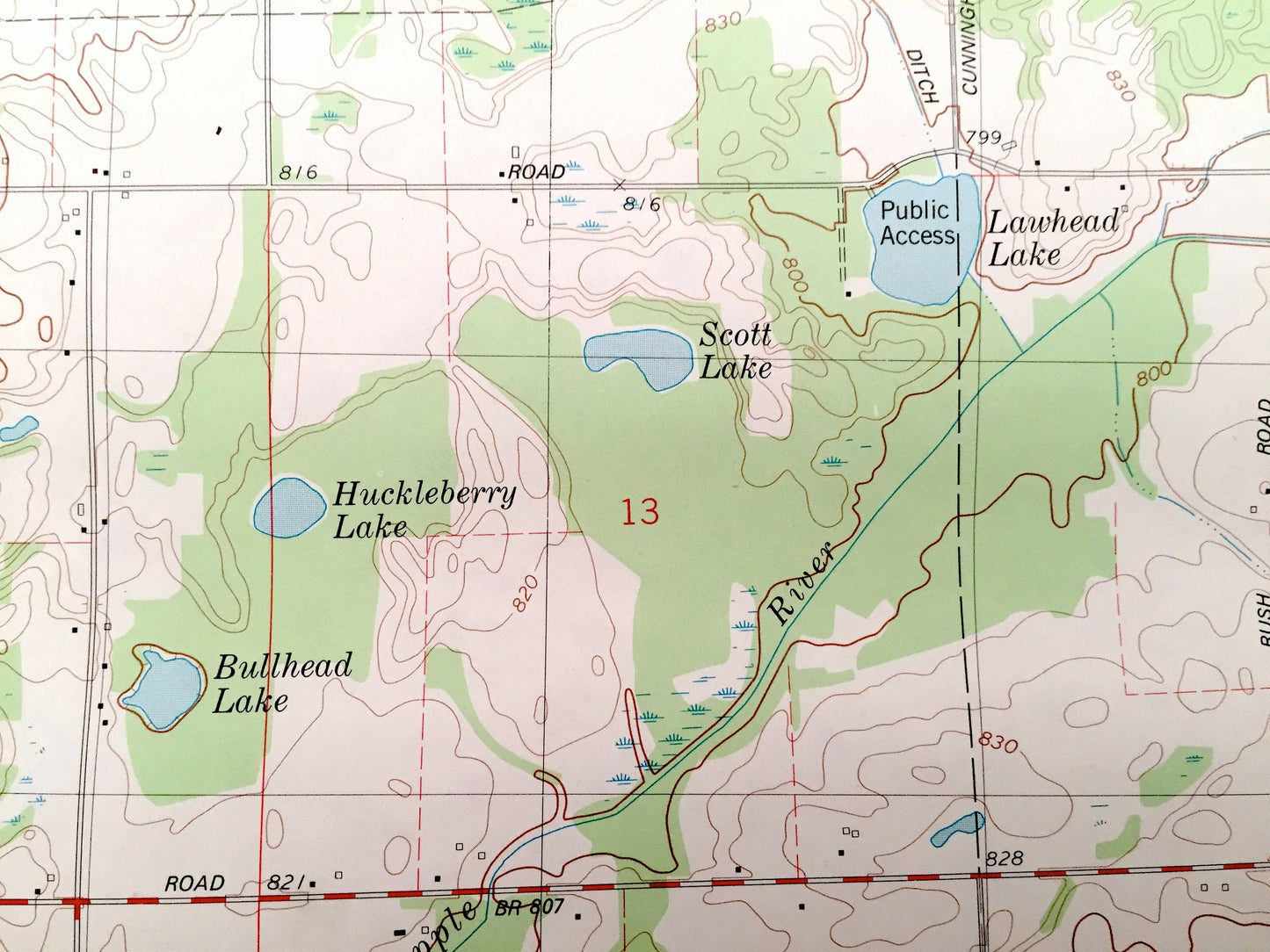 Antique Woodland, Michigan, 1981 US Geological Survey Topographic Map – Barry County, Castleton, Hastings, Carlton, Thornapple Lake, MI