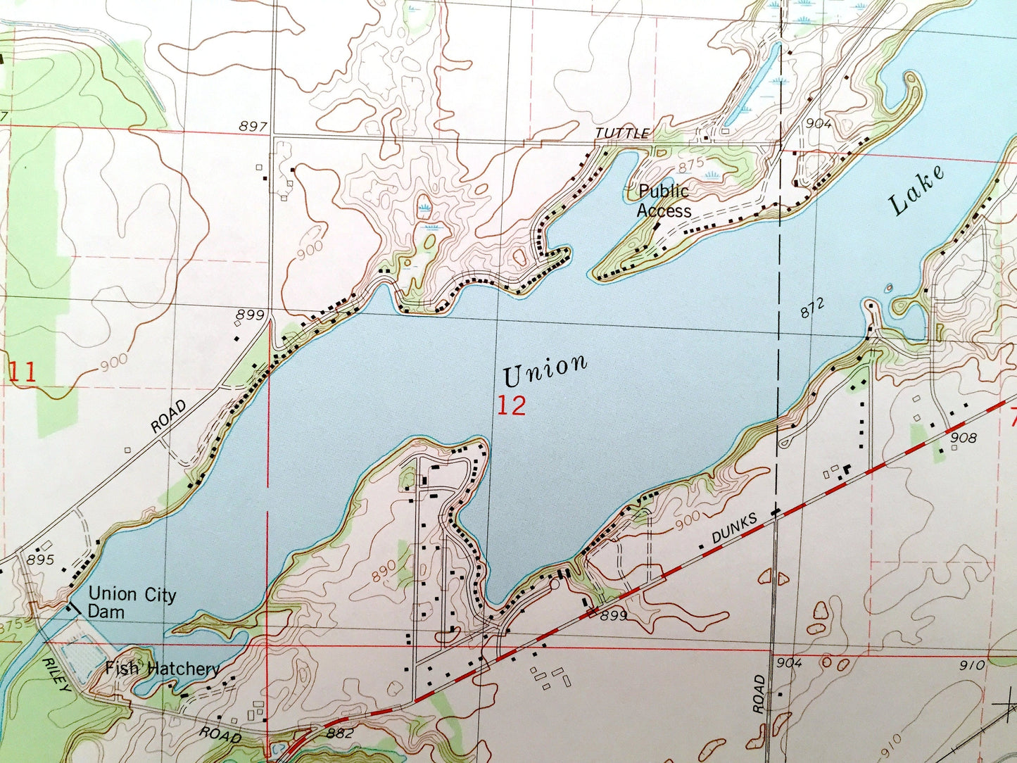 Antique Union City, Michigan 1982 US Geological Survey Topographic Map – Burlington, Athens, Sherwood, Union, Calhoun County, Branch County