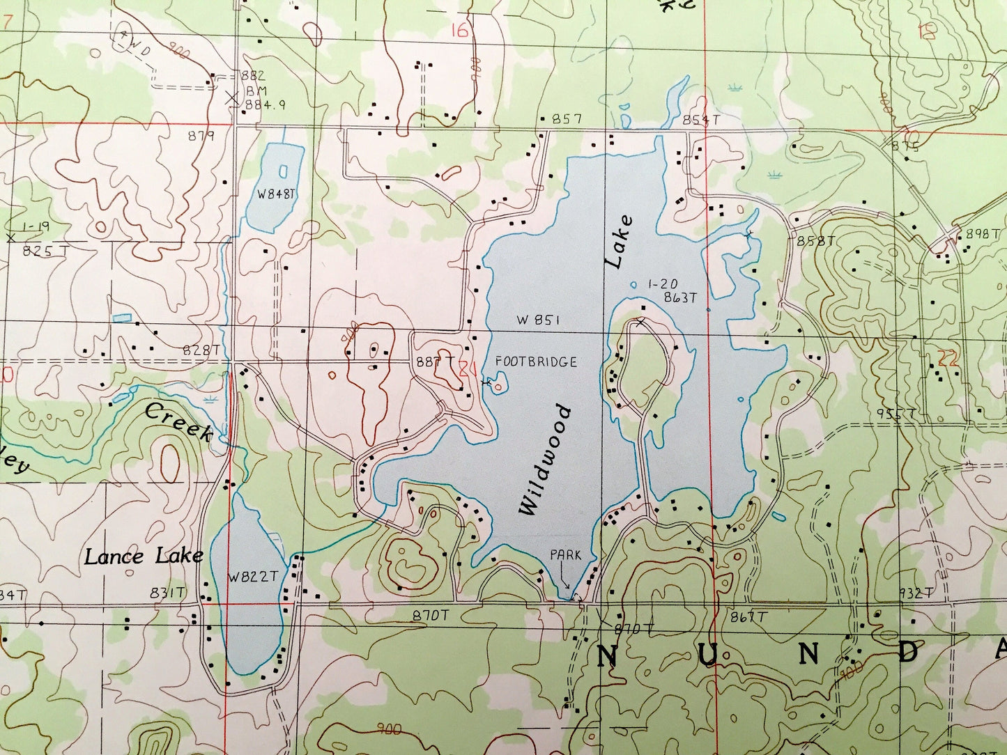 Antique Green Timbers, Michigan 1986 US Geological Survey Topographic Map – Corwith, Nunda, Wilmont, Trowbridge, Wildwood Lake