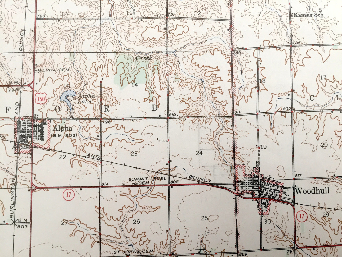 Antique Woodhull, Illinois 1947 US Geological Survey Topographic Map – Windsor, Alpha, North Henderson, Rio, Watarga, Oxford, Ontario, Kelly