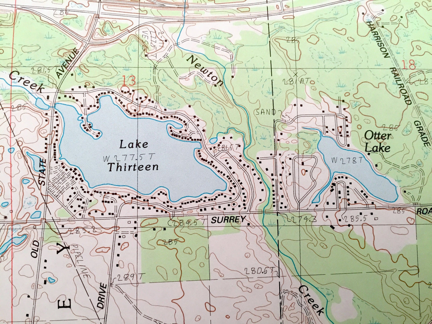 Antique Clare, Michigan 1983 US Geological Survey Topographic Map – Vernon, Grant, Farwell, Gilmore, Surrey, Lake Shamrock, Lake Thirteen MI