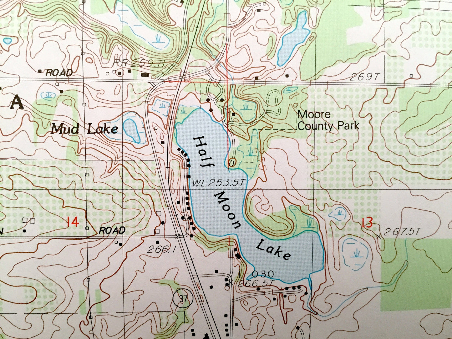 Antique Grant, Michigan 1985 US Geological Survey Topographic Map – Ashland, Casnovia, Tyrone, Bailey, Half Moon Lake Blanch Moore County MI