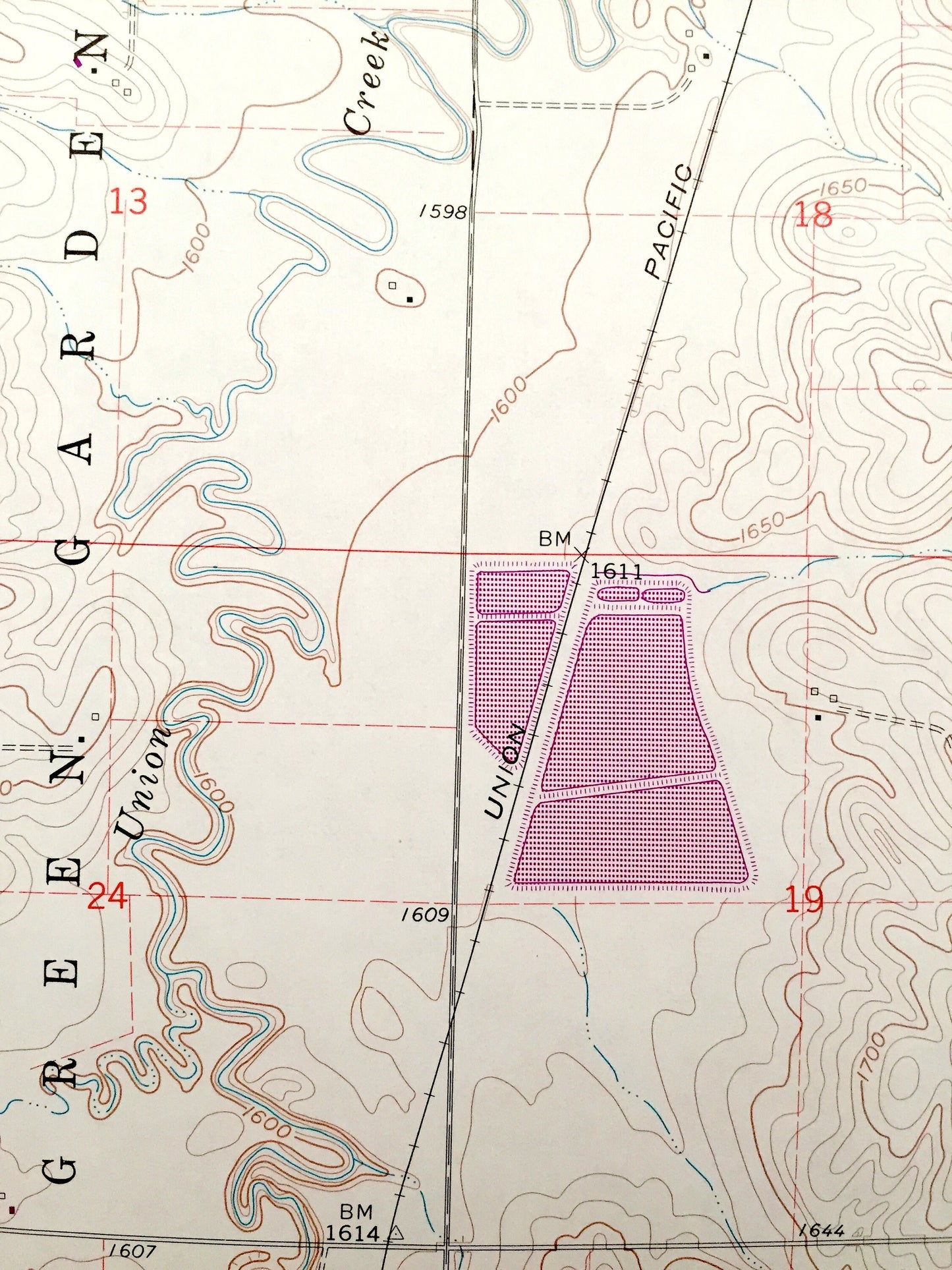 Antique Madison, Nebraska, 1963 US Geological Survey Topographic Map – Green Garden, Union, Fairview, Madison County, Union Pacific Railroad