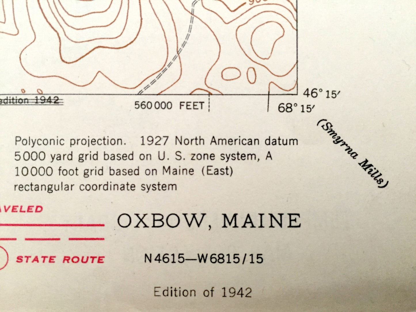 Antique Oxbow, Maine 1942 US Geological Survey Topographic Map – Masardis, Griswold, Pride, St. Croix, Umcolcus Lake, Aroostook, Penobscot