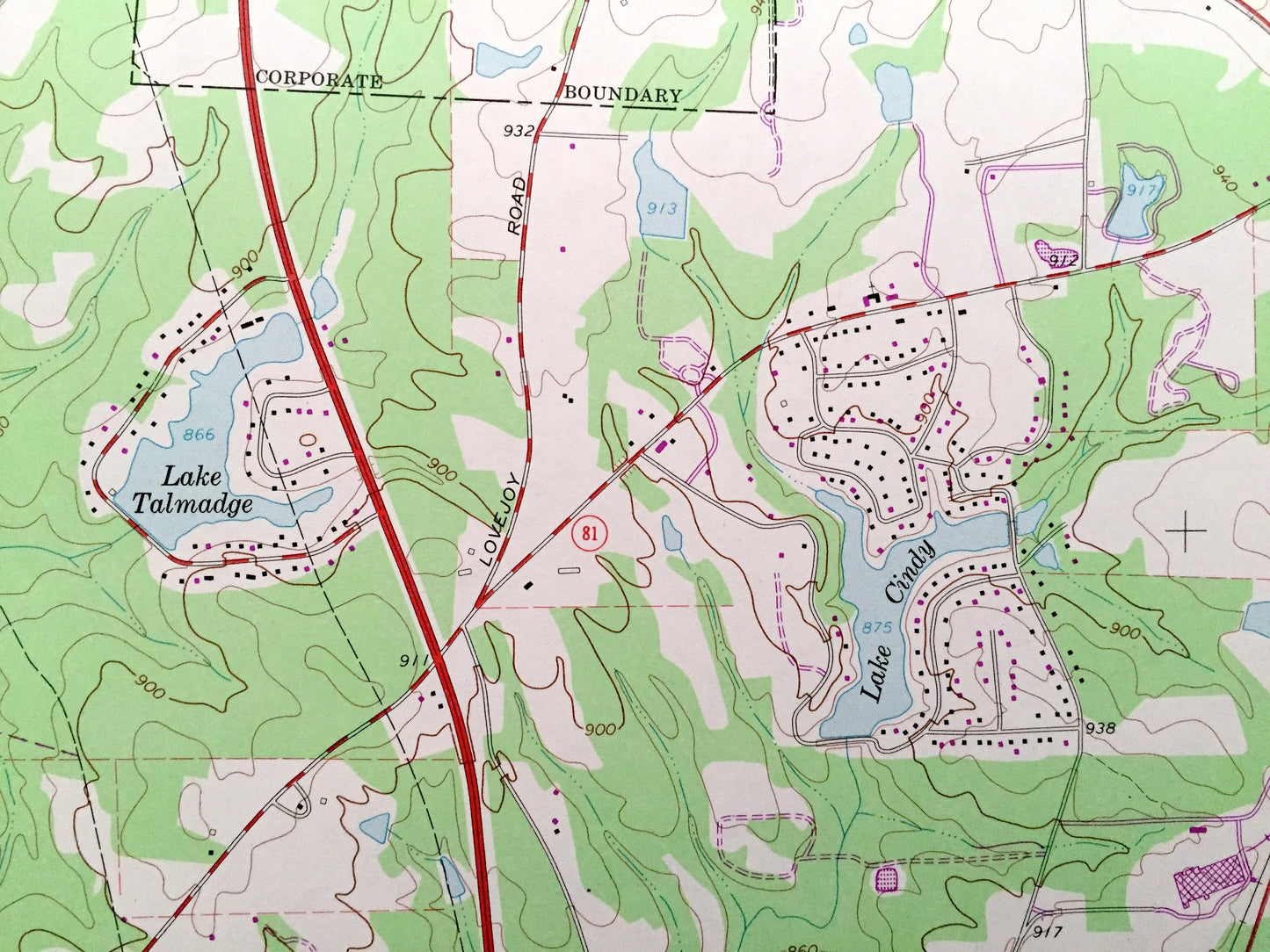 Antique Hampton, Georgia 1965 US Geological Survey Topographic Map – Lovejoy, Hastings, Atlanta Motor Speedway, Clayton, Henry County, GA