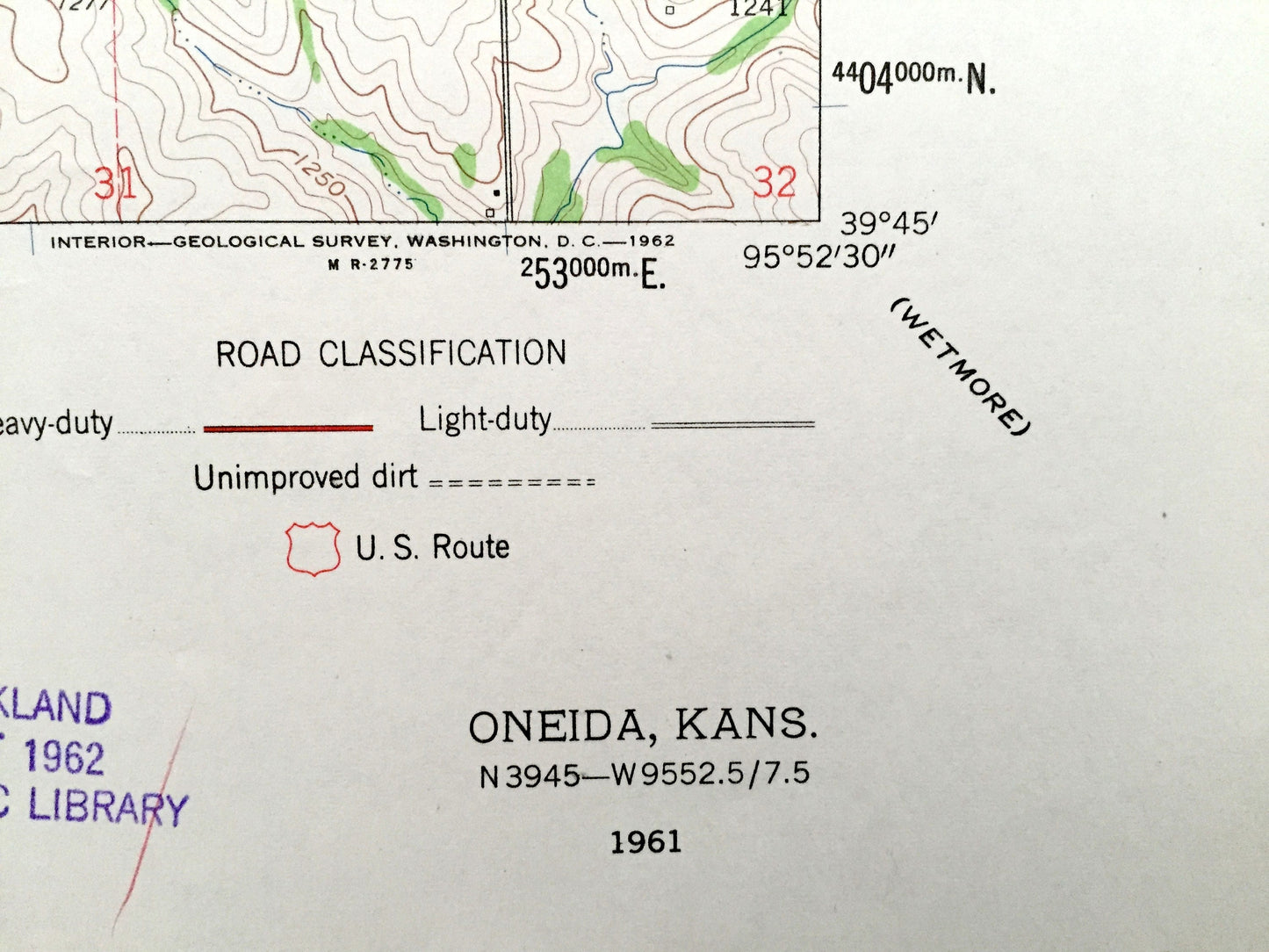 Antique Oneida, Kansas 1961 US Geological Survey Topographic Map – Gilman, Rock Creek, Adams, Capioma, Nemaha County
