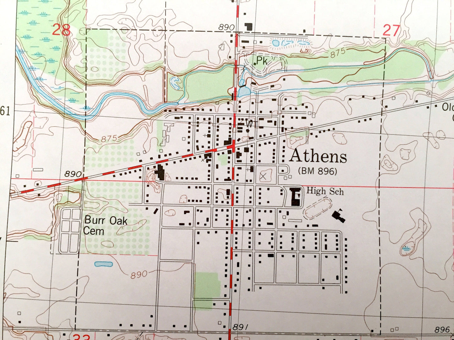 Antique Union City, Michigan 1982 US Geological Survey Topographic Map – Burlington, Athens, Sherwood, Union, Calhoun County, Branch County
