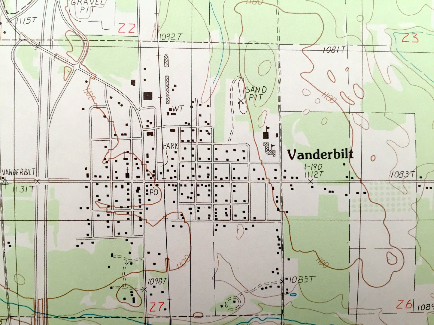 Antique Vanderbilt, Michigan 1986 US Geological Survey Topographic Map – Corwith, Wilmot, Chandler, Hudson, Cheboygan County, Otsego County
