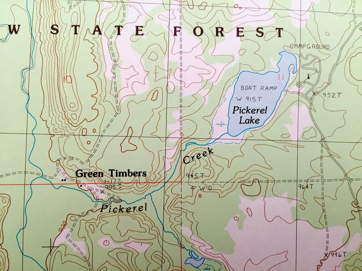 Antique Green Timbers, Michigan 1986 US Geological Survey Topographic Map – Corwith, Nunda, Wilmont, Trowbridge, Wildwood Lake