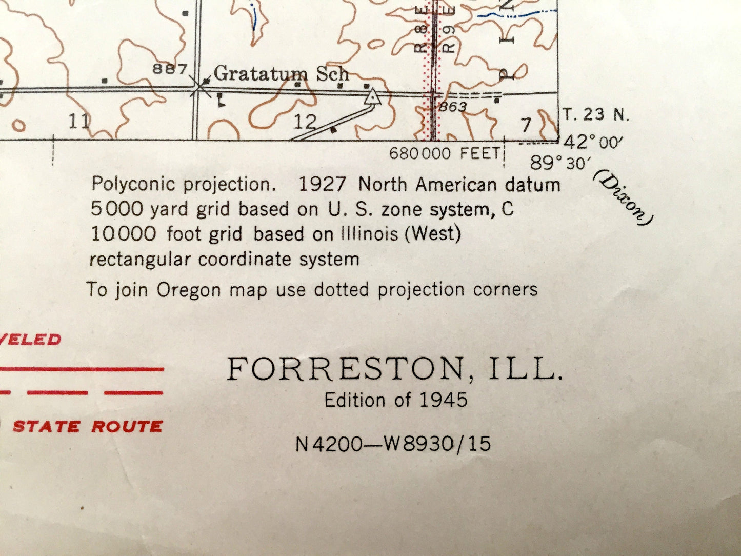 Antique Forreston, Illinois 1945 US Geological Survey Topographic Map – Shannon, Baileyville, Haldane, Stephenson, Carroll, Ogle County