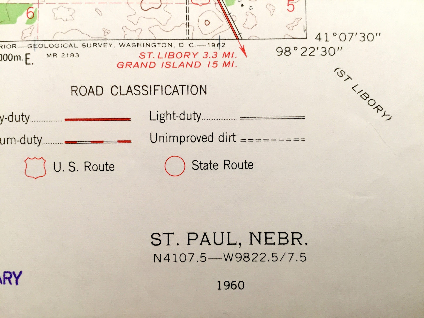 Antique St. Paul, Nebraska 1960 US Geological Survey Topographic Map – Cleveland, St Libory, Gage Valley, Middle Loup River, Howard County