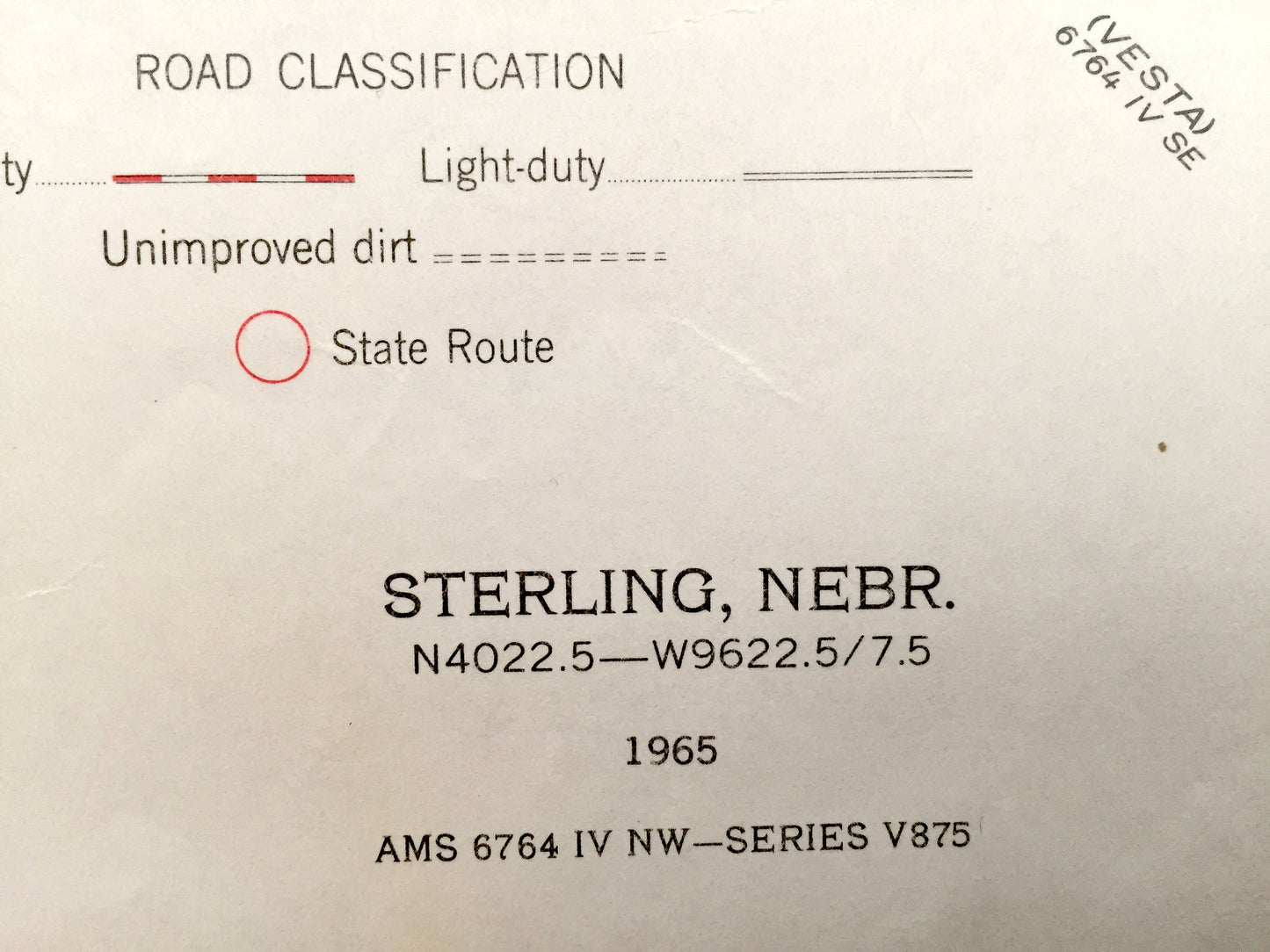 Antique Sterling, Nebraska 1965 US Geological Survey Topographic Map – Vesta, Adams, Hooker, Gage County, Johnson County