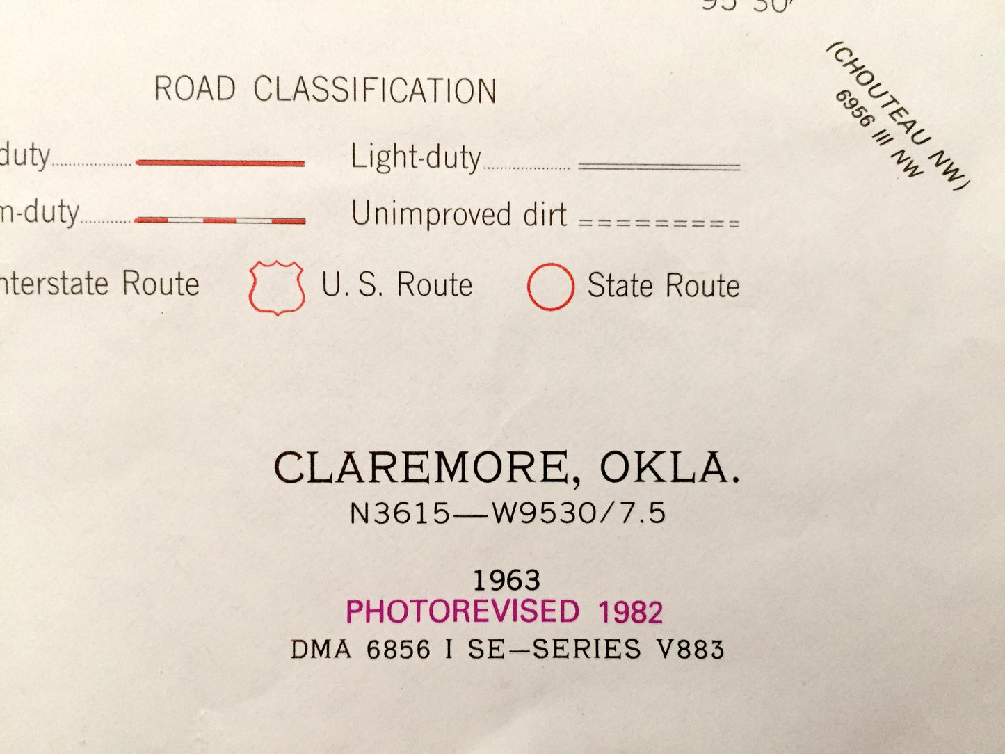 Antique Claremore, Oklahoma 1963 US Geological Survey Topographic Map – Oowala, Verdigris, Degroat, Sequoyah, Rogers County, Lake Claremore