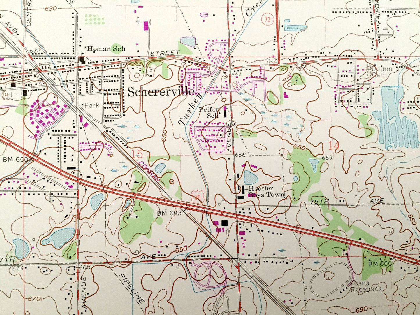 Antique St. John, Indiana 1962 US Geological Survey Topographic Map – Ross, Hanover, Center, Cedar Lake, Schererville, Cook, Lake County