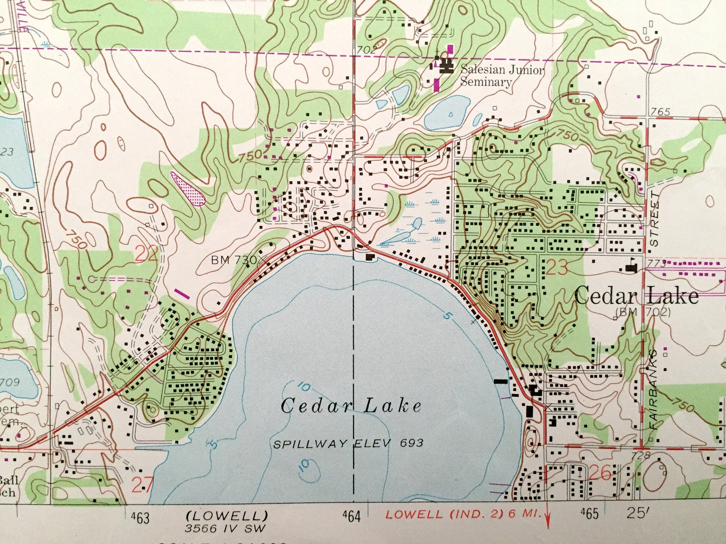Antique St. John, Indiana 1962 US Geological Survey Topographic Map – Ross, Hanover, Center, Cedar Lake, Schererville, Cook, Lake County