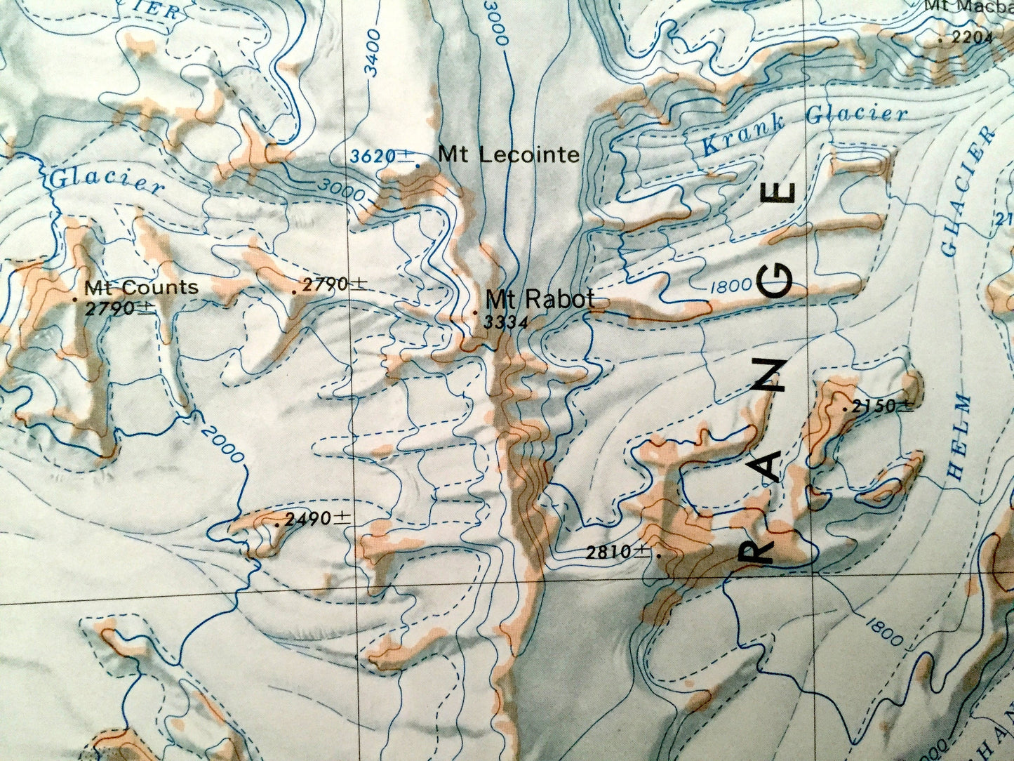 Antique Mount Rabot, Antarctica 1964 US Geological Survey Topographic Map – Marsh Glacier, Queen Elizabeth Range, Nimrod Glacier, Bowden