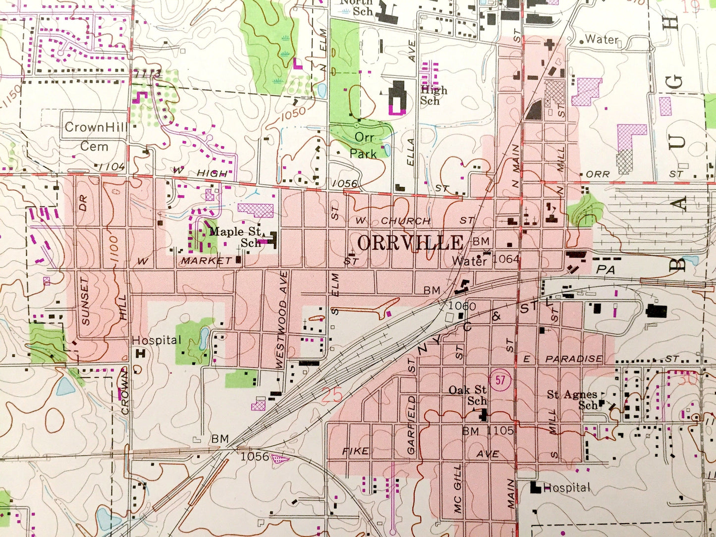 Antique Orrville, Ohio 1961 US Geological Survey Topographic Map – East Union, Green, Smithville, Weilersville, Apple Creek, Sugar Creek
