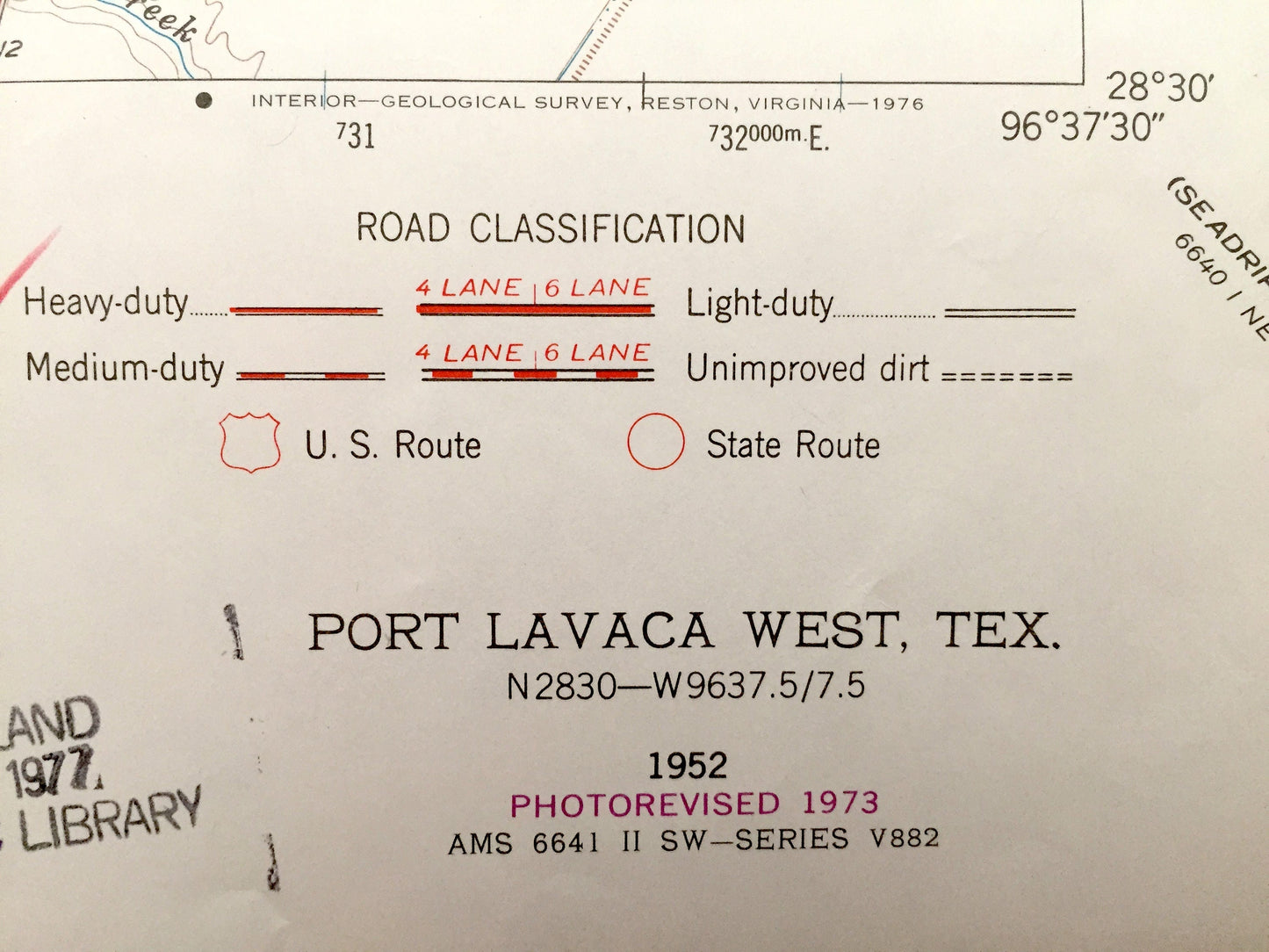 Antique Port Lavaca, Texas 1952 US Geological Survey Topographic Map – Chocolate Bayou, Chocolate Bay, Calhoun County