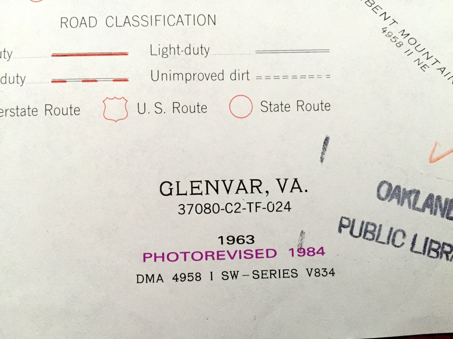 Antique Glenvar, Virginia 1963 US Geological Survey Topographic Map – Jefferson National Forest, Fort Lewis Mountain, Wabun, Roanoke County