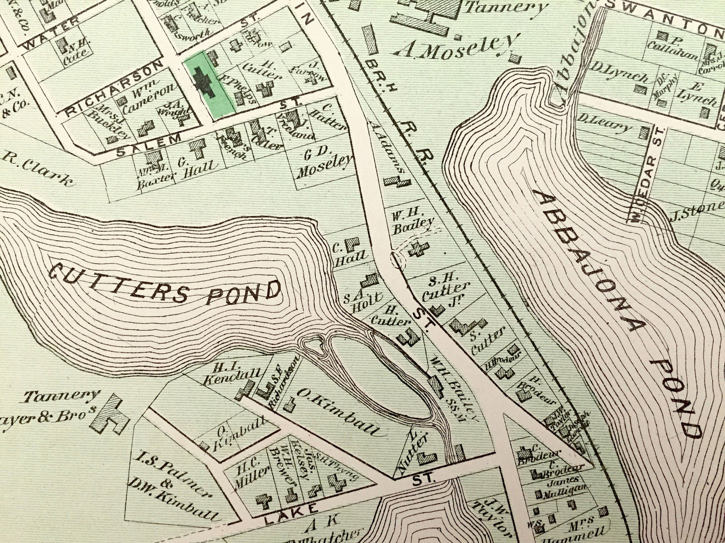 Antique 1875 Winchester & Stow, Massachusetts Map from J.B. Beers Atlas of Middlesex County – Lower Village, Rock Bottom, Assabet, Aberjona