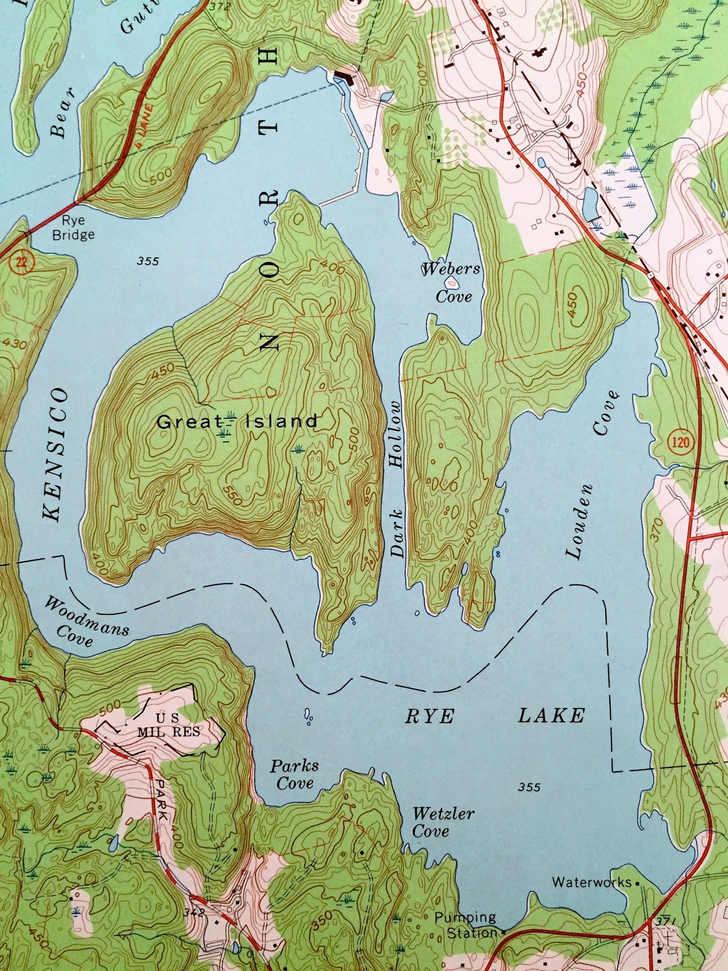 Antique Glenville, Connecticut 1960 US Geological Survey Topographic Map – Greenwich, Mount Pleasant Harrison Purchase Port Chester Byram CT
