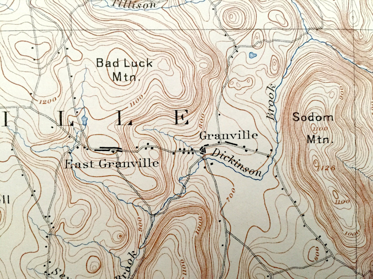 Antique Granville, Massachusetts 1895 US Geological Survey Topographic Map – Montgomery, Blanford, Westfield & Hartland, Granby, Connecticut