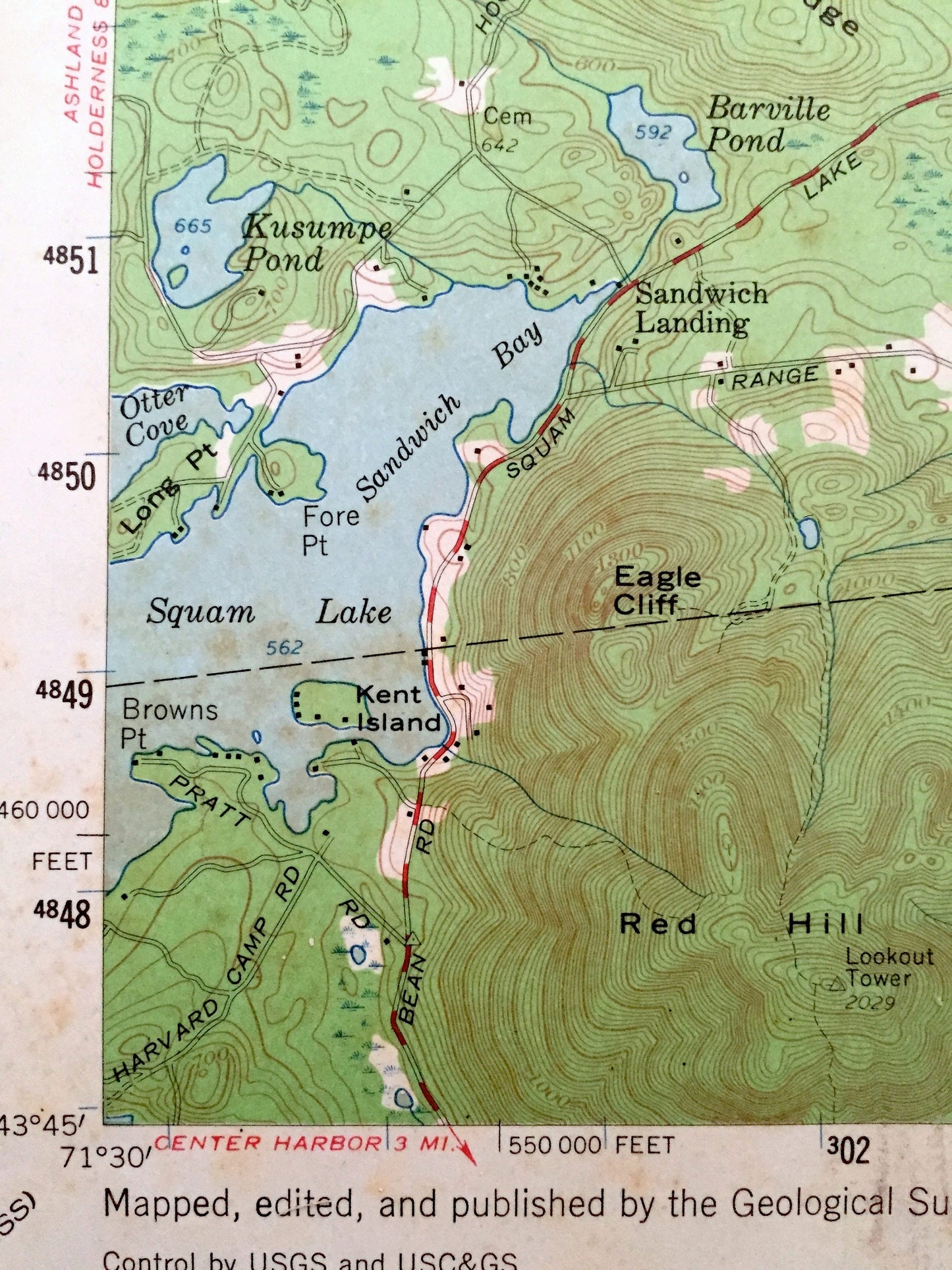 Antique Sandwich, New Hampshire 1958 US Geological Survey Topographic Map – Waterville, Moultonbroro, Squam Lake White Mountains Chocorua NH