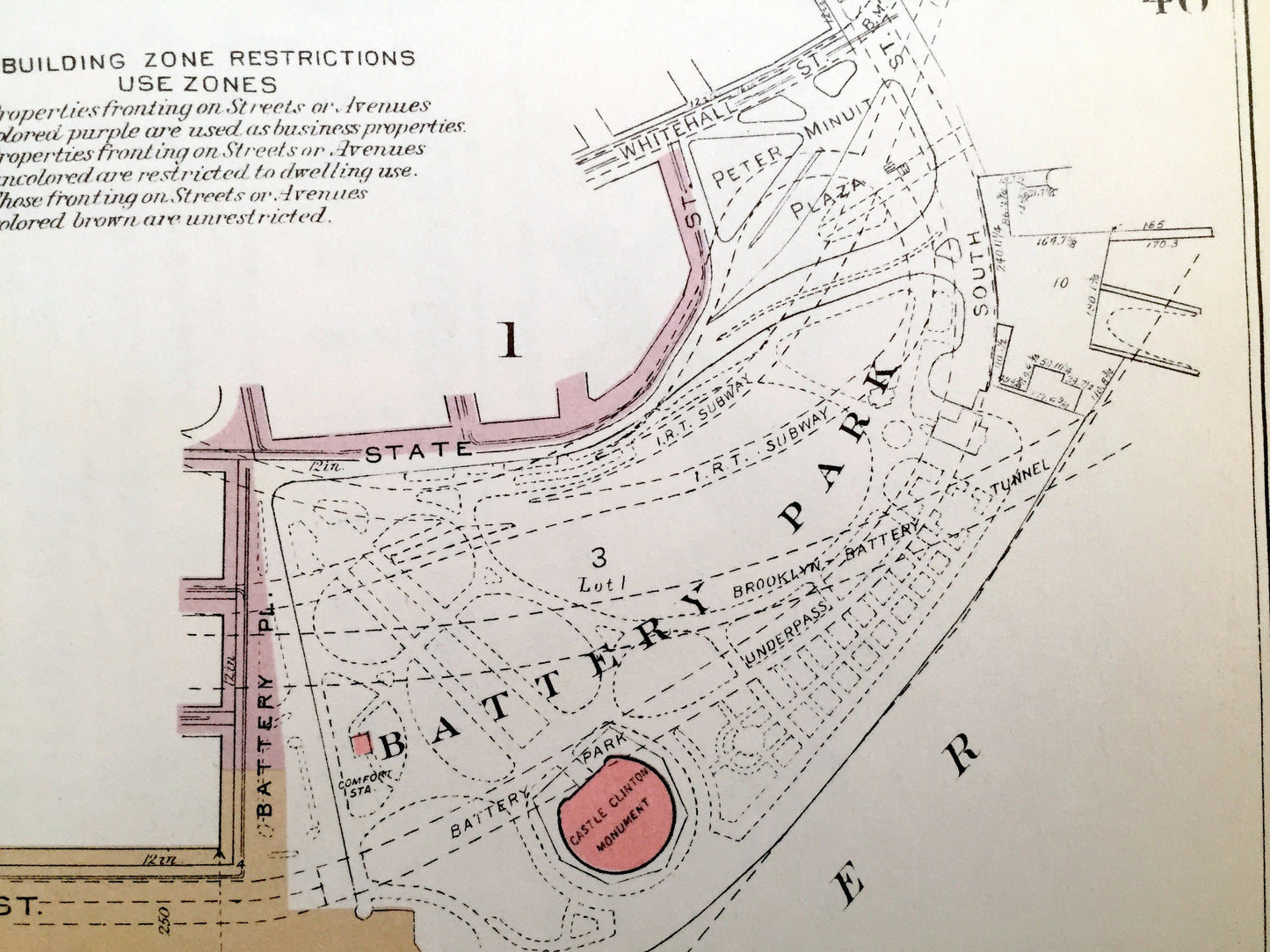 Antique Manhattan, New York Map from Bromley's 1955 Manhattan Land Book – Hudson, East River Piers, Chelsea, Battery Park, Downtown, NYC